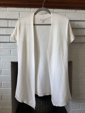 Coldwater Creek Ivory Open-Front Short-Sleeve Cardigan